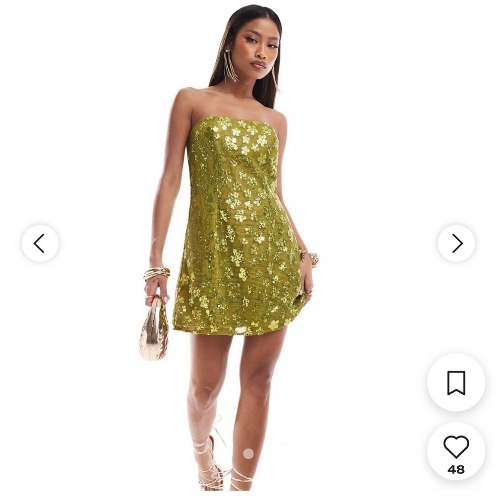 ASOS Olive Green Floral Mini Dress